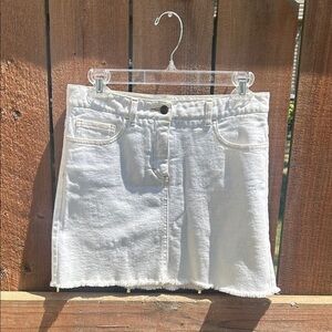 Theory Denim Mini Raw Hem White Skirt Size 4